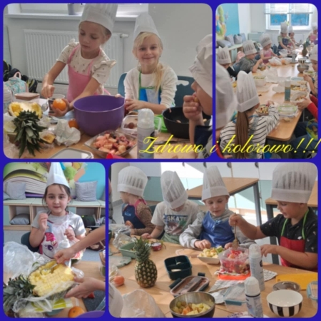 Owocowe sałatki w klasie pierwszej...